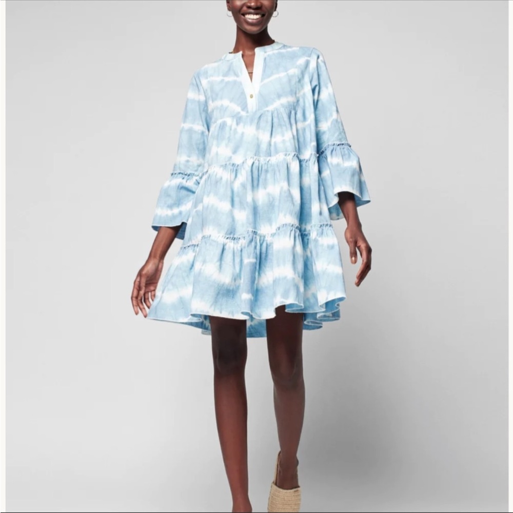 Faherty 	Vida Tie Dye Dress - Faded Blue Dye - M